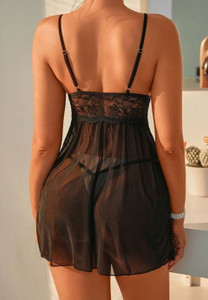 Evening Romance Lace and Mesh Babydoll Set H721-YSF817