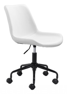 White and Black Adjustable Swivel Faux Leather Rolling Office Chair N270-385445