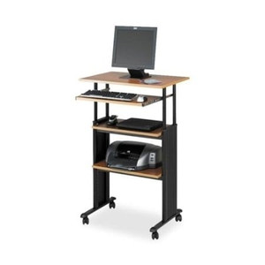 Adjustable Height Stand Up Office Desk in Medium Oak Q280-SWS26021MO