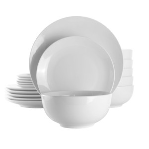 Elama Luna 18 Piece Porcelain Dinnerware Set in White D970-EL-LUNA18