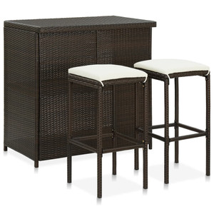 Bar Set Brown PE rattan, steel Large Bar Set Rectangular A949-313470