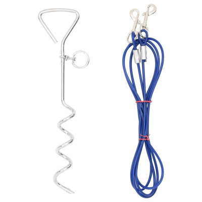 Dog Tie Out Cable Blue Galvanized Iron, Steel Wire, PVC A949-4003379