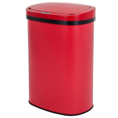 Red 13 Gallon Stainless Steel Motion Sensor Trash Can Q280-REQA9811