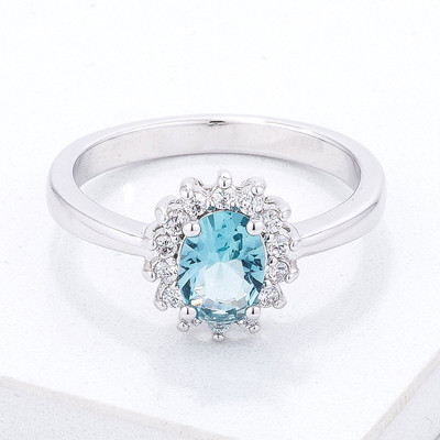 Ice Blue CZ Petite Oval Ring R599-R08630R-C31