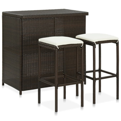 Bar Set Brown PE rattan, steel Large Bar Set Rectangular A949-313470