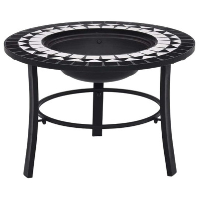 Mosaic Fire Pit Black and White 26.8" Ceramic A949-46721