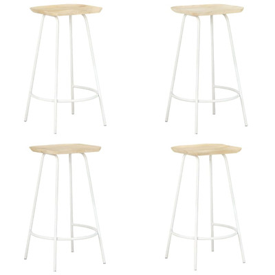 Bar Stool Set of 4 Bleached wood and white A949-320650