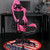 PU Leather Gaming Chair with USB Massage Lumbar Pillow and Footrest -Pink - Color: Pink D681-HW66628PI