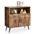 Mid-century Wooden Storage Cabinet Wine Glass Holders-Rustic Brown - Color: Rustic Brown D681-HV10126CF
