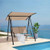 2-Seat Outdoor Canopy Swing with Comfortable Fabric Seat and Heavy-duty Metal Frame-Beige - Color:  D681-NP10403BE