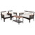 4 Pieces Patio Rattan Acacia Wood Furniture Set with Cushions and Armrest - Color: Espresso D681-HW69538+