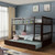 Full over Full Bunk Bed Platform Wood Bed with Ladder-Gray B593-HW65358COLOR+