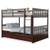 Full over Full Bunk Bed Platform Wood Bed with Ladder-Gray B593-HW65358COLOR+