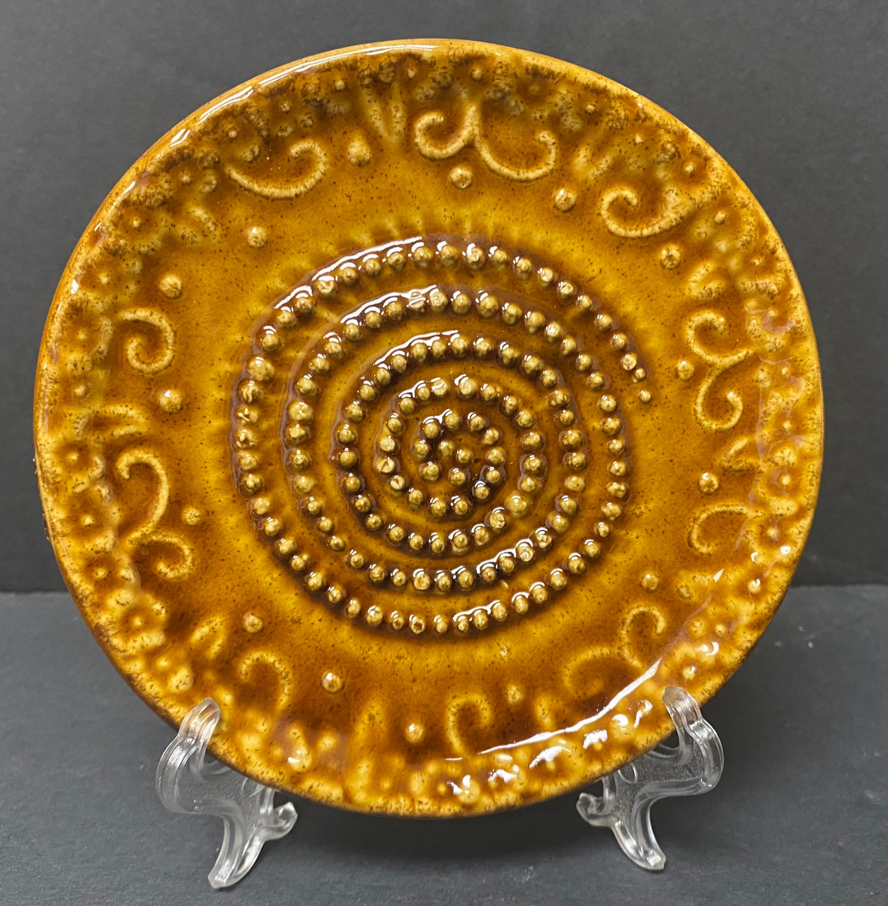 Wheel Thrown Stoneware Garlic Grater Bowl Dish Coral Yellow