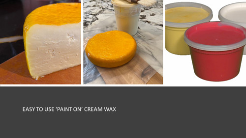 Easy to use "Paint On" wax with natamycin mold inhibitor to protect aging cheeses