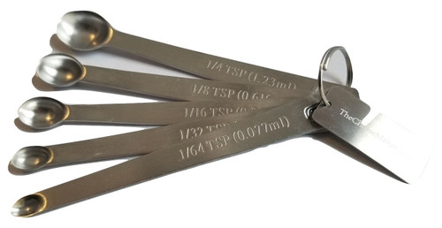 5 mini spoons from 1/64th teaspoon to 1/4 teaspoon - great for cultures and rennet!
