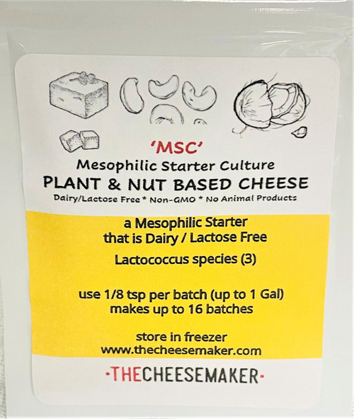 Mesophilic Starter MSC is a non dairy , non animal starter culture ; ideal for making Plant and Nut based cheese