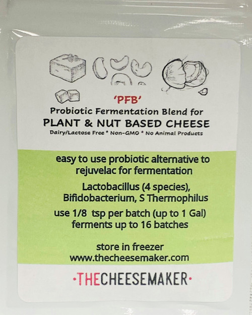 Probiotic Fermentation Blend PFB  is a non dairy , non animal probiotic blend for fermenting  Plant and Nut based cheese