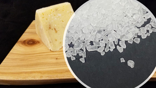 Kosher Cheese Salt - COARSE Granules are excellent for finishing the outside of your cheeses before aging.   
Either Standard or Coarse granules work well in making Brine 