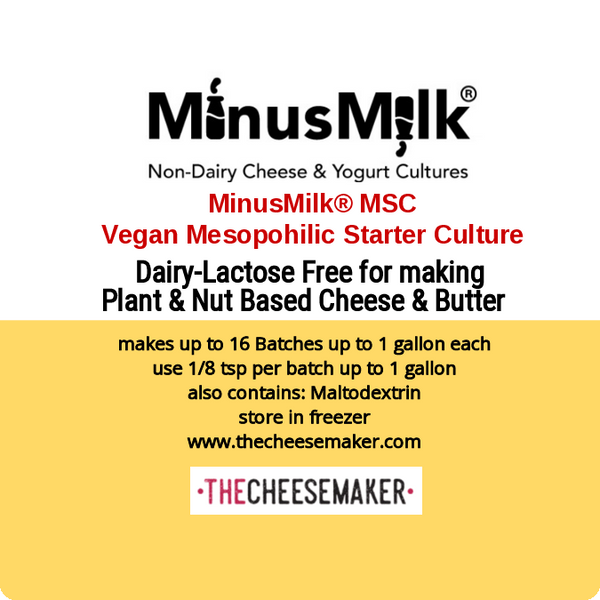 MinusMilk® Mesophilic Starter MSC is Mesophilic Starter culture ideal for fermenting all types of plant and nut based milks.