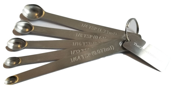 5 mini spoons from 1/64th teaspoon to 1/4 teaspoon - great for cultures and rennet!
