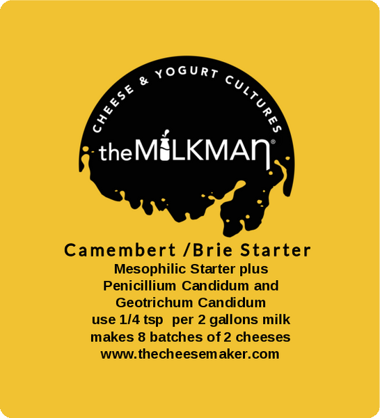 theMilkman®  Camembert Starter  pre-mix Mesophilic Starter, Penicillium Candidum and Geotrichum Candidum (ready to use!)  5 Packets - each packet makes 8 batches of Camembert