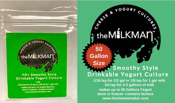 theMilkman™  SMOOTHY STYLE  Yogurt Culture   20 Batch or 50 gallon