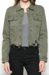 OLIVE DISTRESSED JACKET