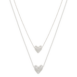 SILVER LAYERED HEART NECKLACE