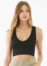 BLACK PLUNGE CROP TOP