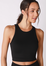 BLACK HIGH NECK CROP TOP