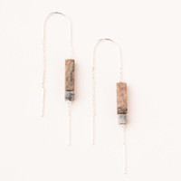 RHODONITE RECTANGLE EARRING