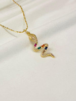 RAINBOW PAVE SNAKE NECKLACE