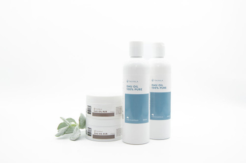 Special: 500ml (2 x 250ml) Pure Emu Oil, 2 x 100g Emu Oil Rub