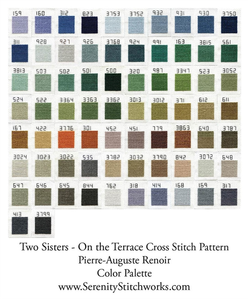 Two Sisters - On the Terrace Cross Stitch Pattern - Pierre-Auguste Renoir