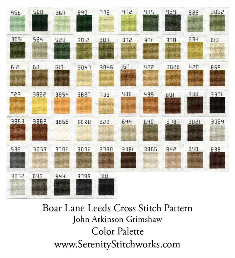 Boar Lane, Leeds Cross Stitch Pattern - John Atkinson Grimshaw