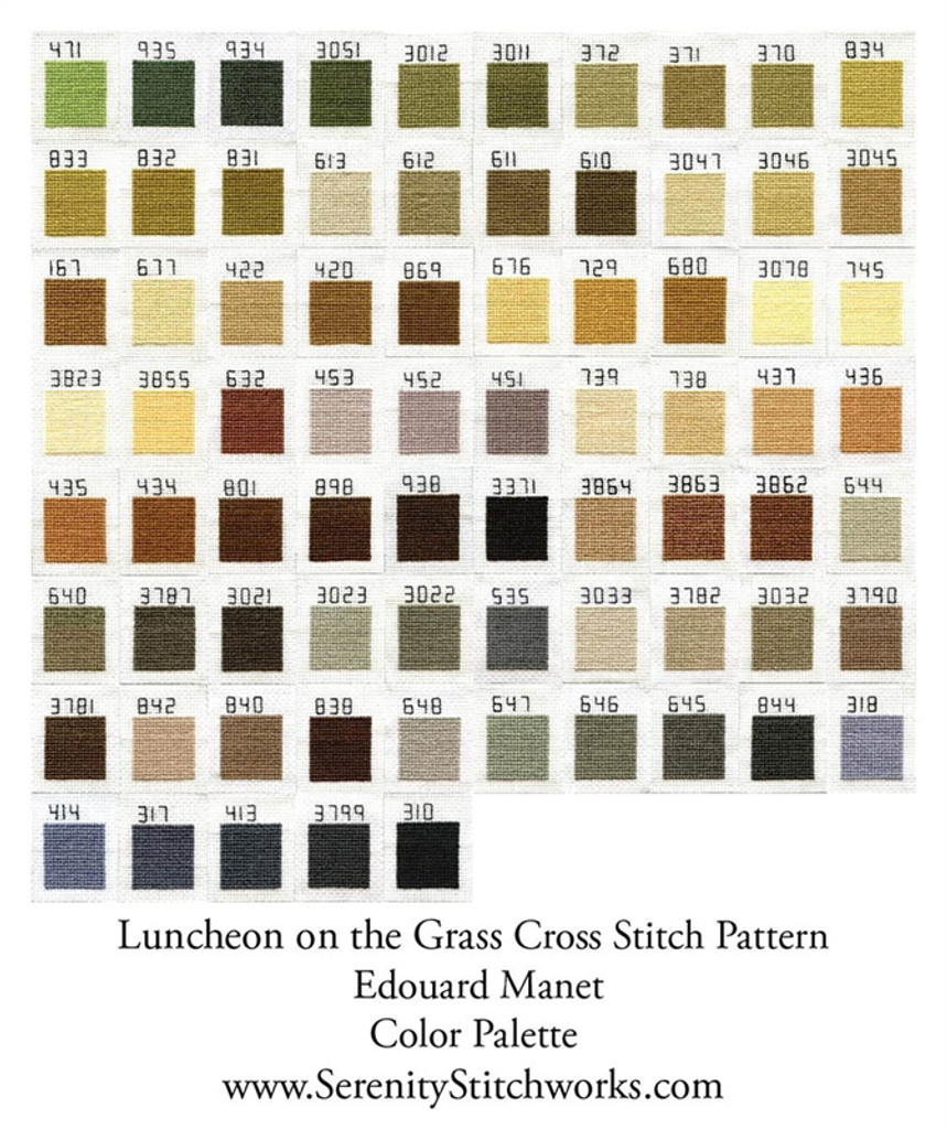 Luncheon on the Grass Cross Stitch Chart - Edouard Manet