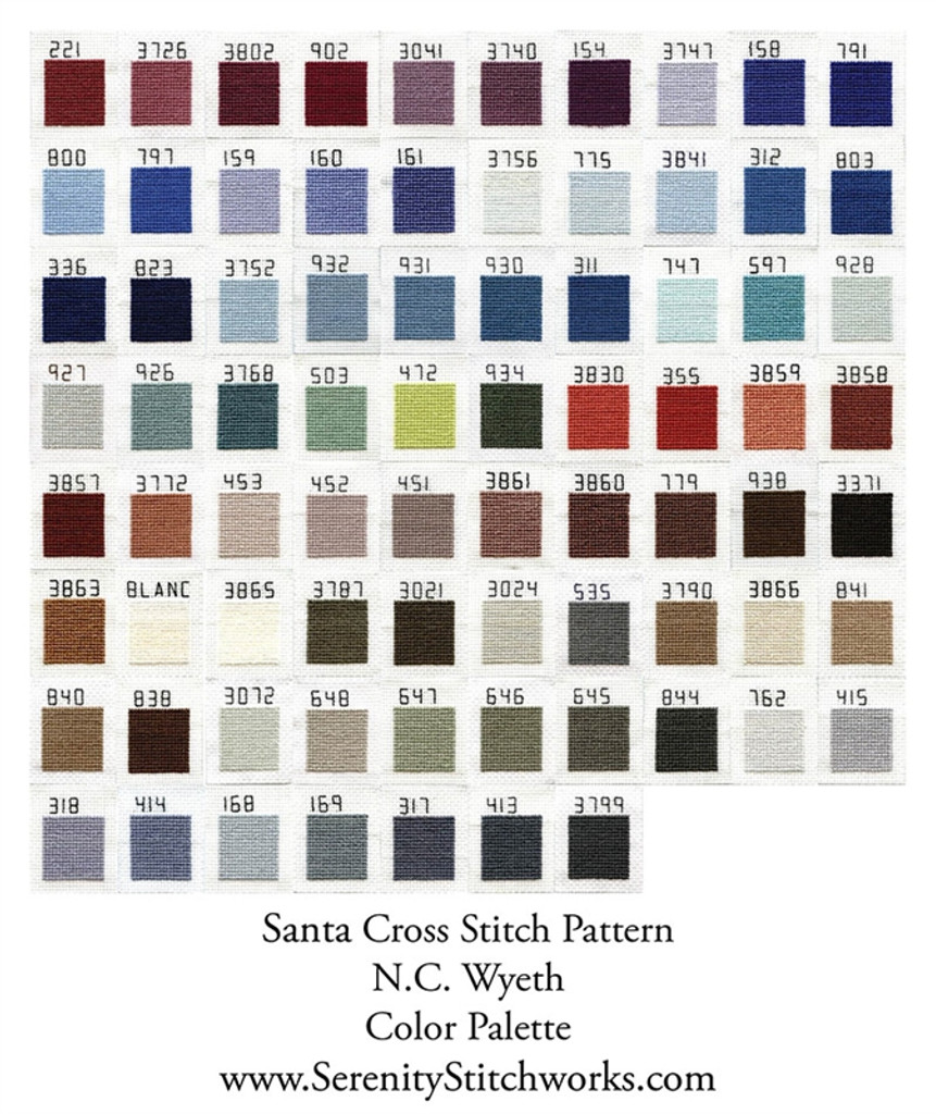 Santa Cross Stitch Pattern - Newell Convers Wyeth