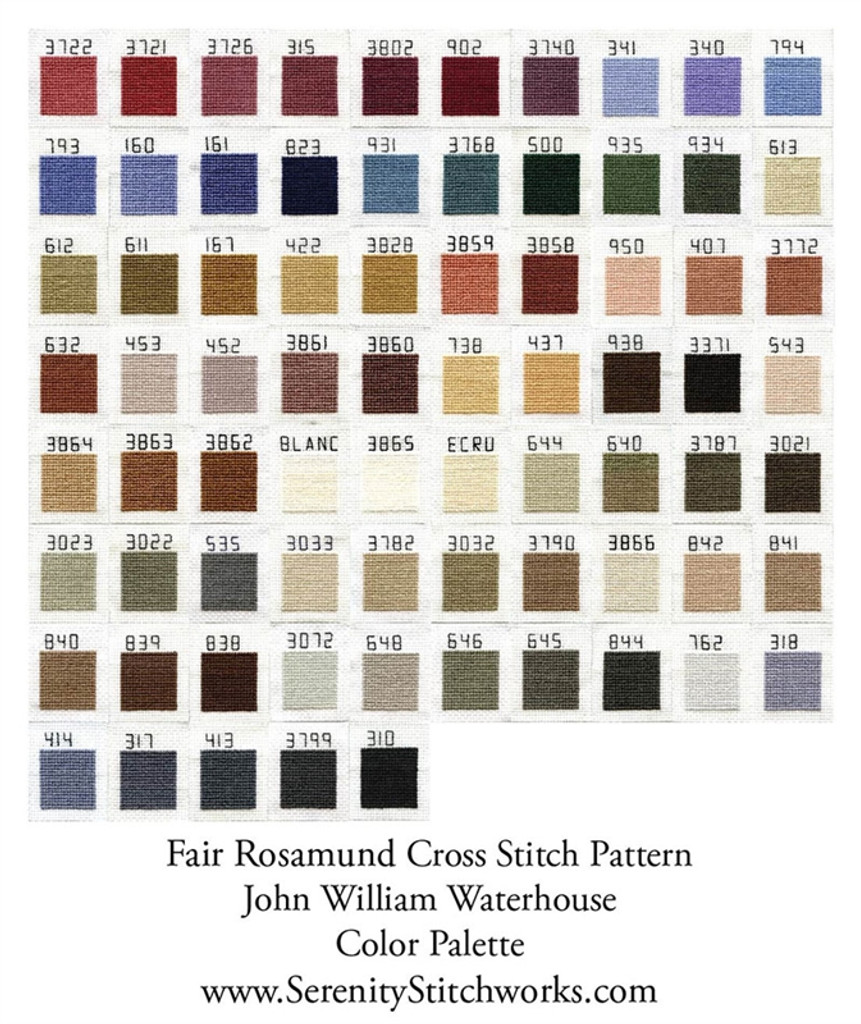 Fair Rosamund Cross Stitch Pattern - John William Waterhouse
