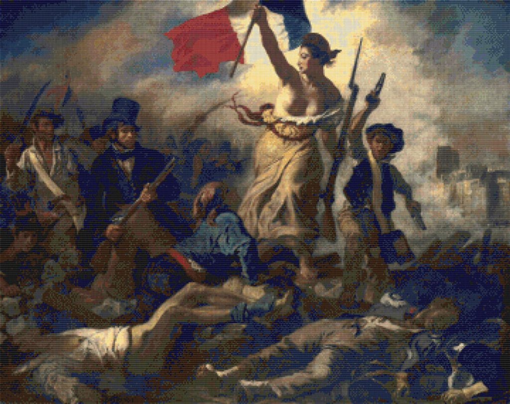Liberty Leading the People Cross Stitch Pattern - Eugene Delacroix
