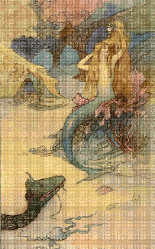 The Mermaid and the Dragon Cross Stitch Pattern - Warwick Goble