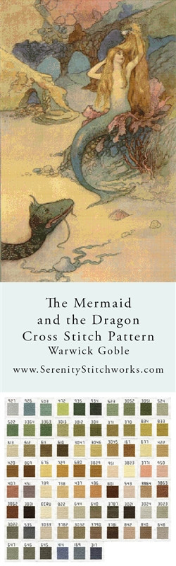 The Mermaid and the Dragon Cross Stitch Pattern - Warwick Goble