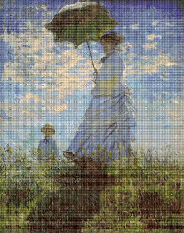 The Walk, Woman with a Parasol Cross Stitch Pattern - Claude Monet