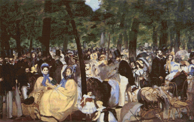 Music in the Tuileries Cross Stitch Chart - Edouard Manet
