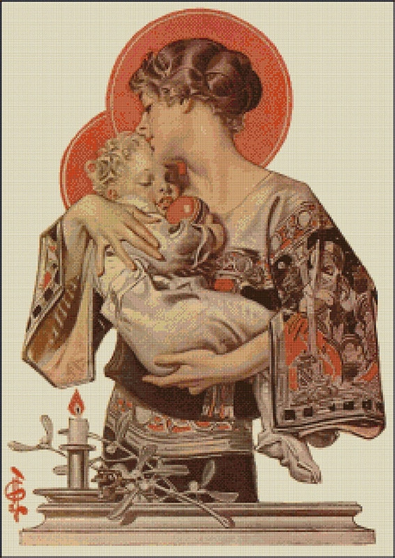 Modern Madonna and Child Cross Stitch Chart | JC Leyendecker