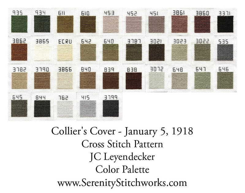Collier's Magazine Cover - January 5, 1918 Cross Stitch Pattern