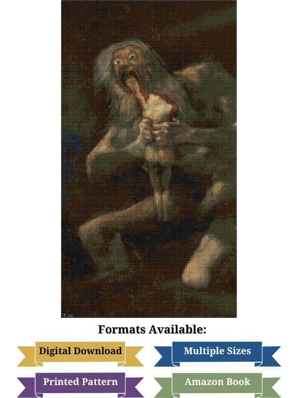 Saturn Devouring His Son Cross Stitch Pattern - Francisco Goya