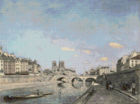 The Seine and Notre-Dame in Paris Cross Stitch Pattern - Johan Jongkind