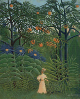 Woman Walking in an Exotic Forest Cross Stitch Pattern - Henri Rousseau
