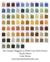 San Giorgio Maggiore at Dusk Cross Stitch Chart - Claude Monet